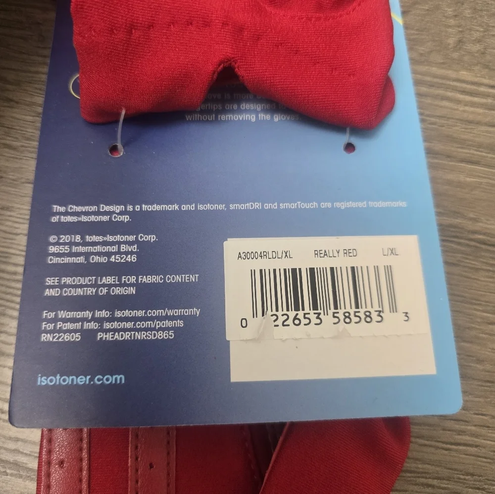 Isotoner Smart Dri Womens Gloves Red Size L/XL Chevron Clsssic Boho